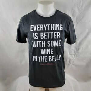 Game of Thrones HBO T Shirt Mens Small Wine in Belly Tyrion Black Short Sleeve